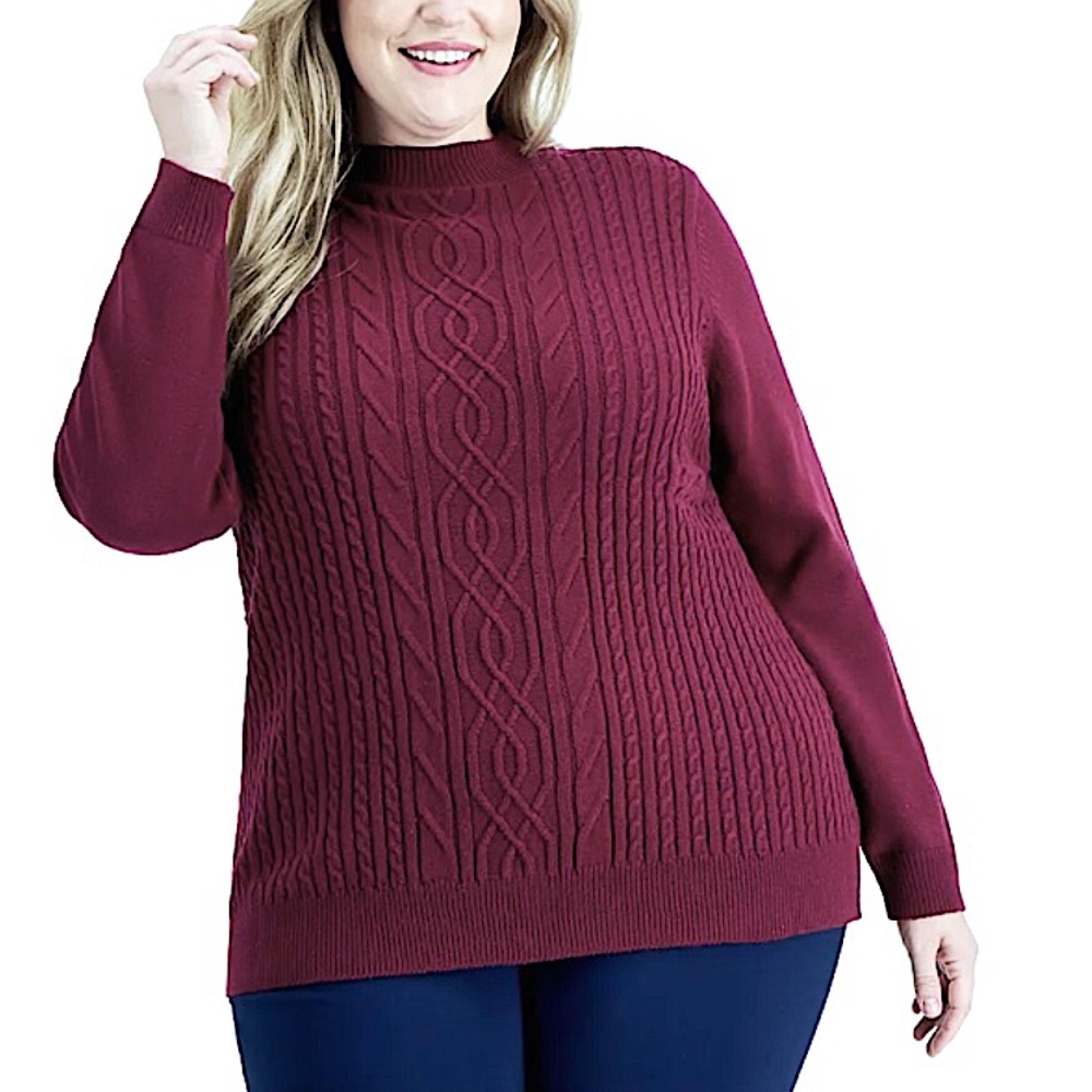 KAREN SCOTT PLUS SIZE COTTON MOCK NECK SWEATER